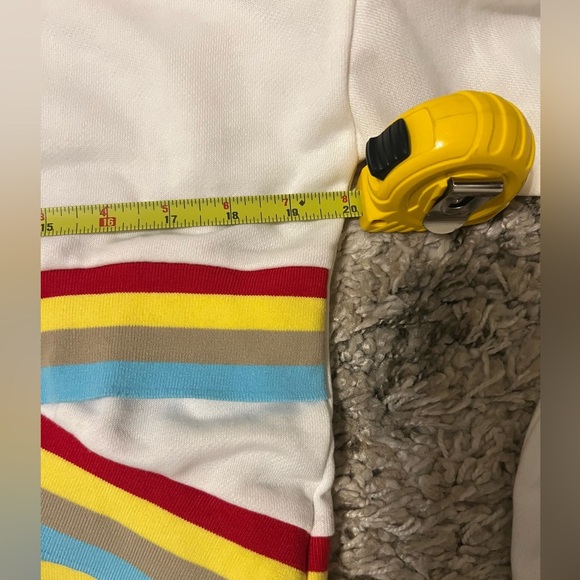 Dreamer White & Rainbow Asymmetrical Long Sleeve Crop Top size Medium (J120) - Picture 11 of 13